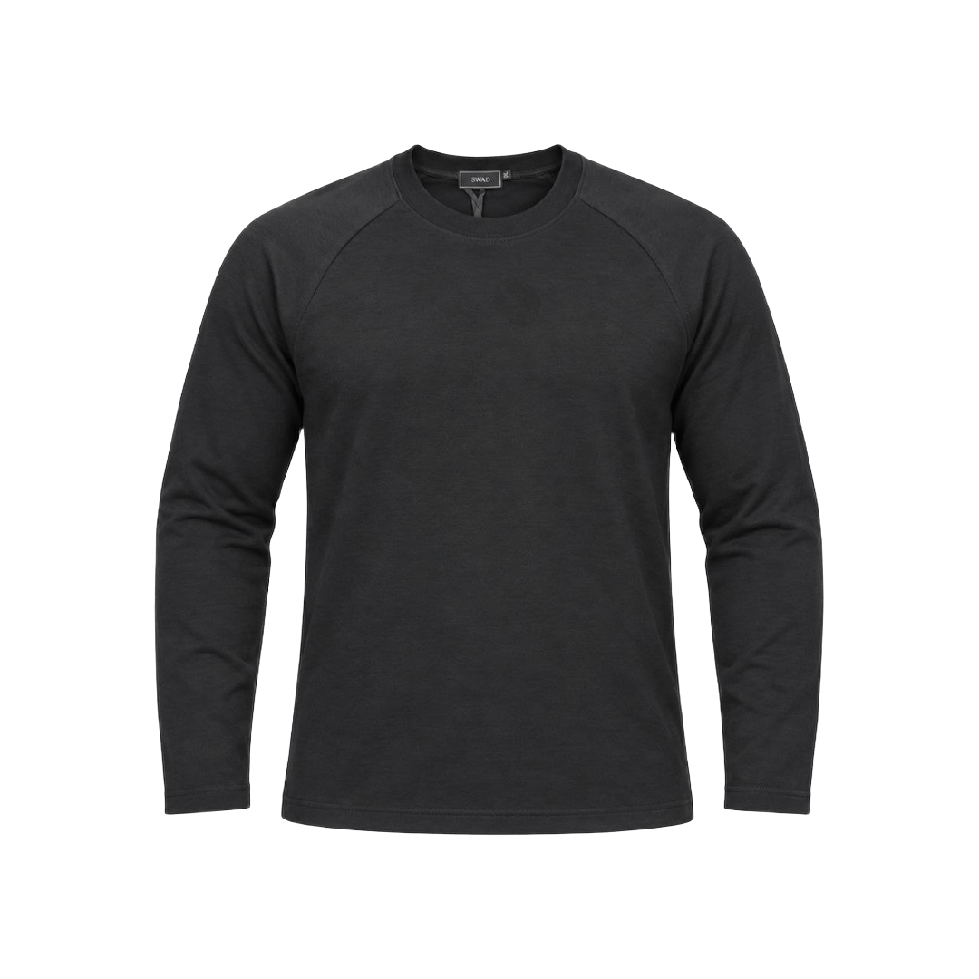 The Raglan Minimalist Long Sleeve — Jet Black – Back View