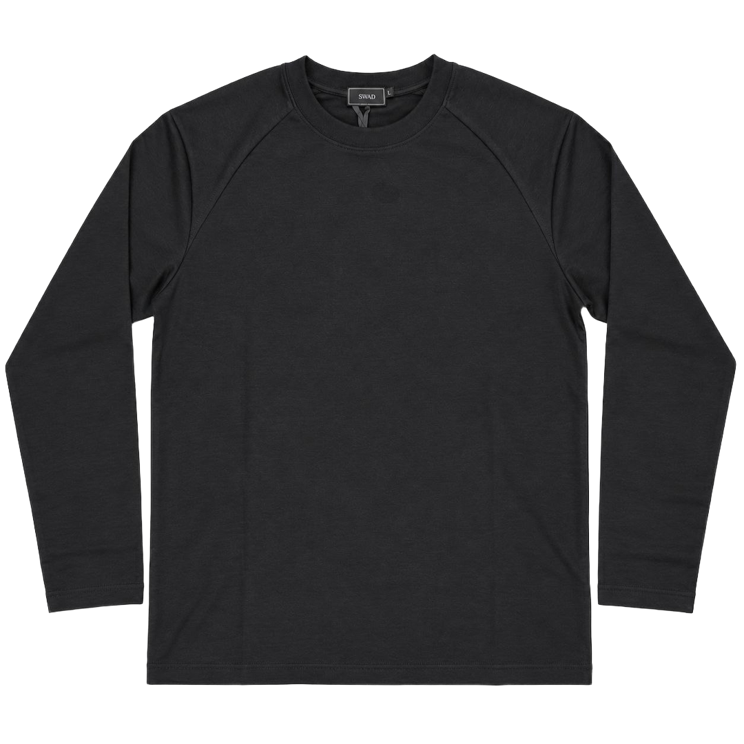 The Raglan Minimalist Long Sleeve — Jet Black – Detail View 2