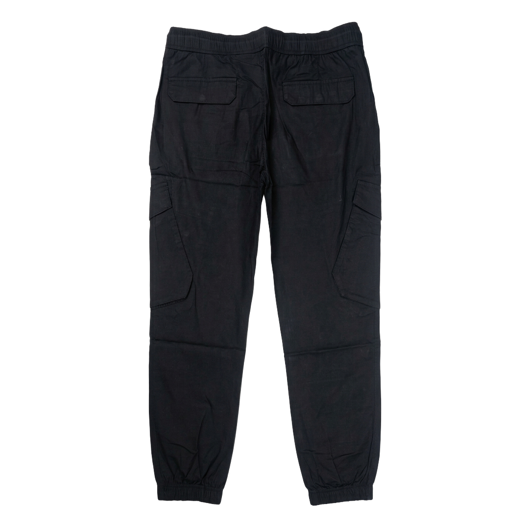 The Architectural Cuffed Cargo Pant — Jet Black – Back View